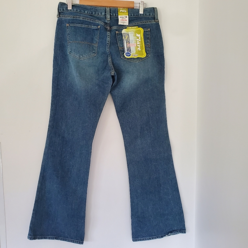 OLD NAVY 10 Low Waist Flare Authentic Tint Jeans Stretch 5 Pocket Y2K Denim NWT!